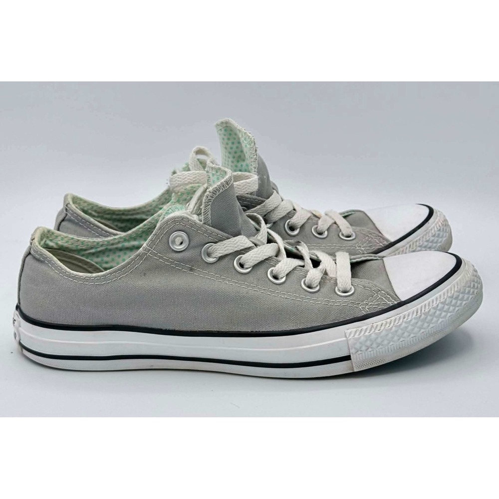 Converse Chuck Taylor All Star Low Top Grey Canvas Sneakers Polka Dot Lining 8